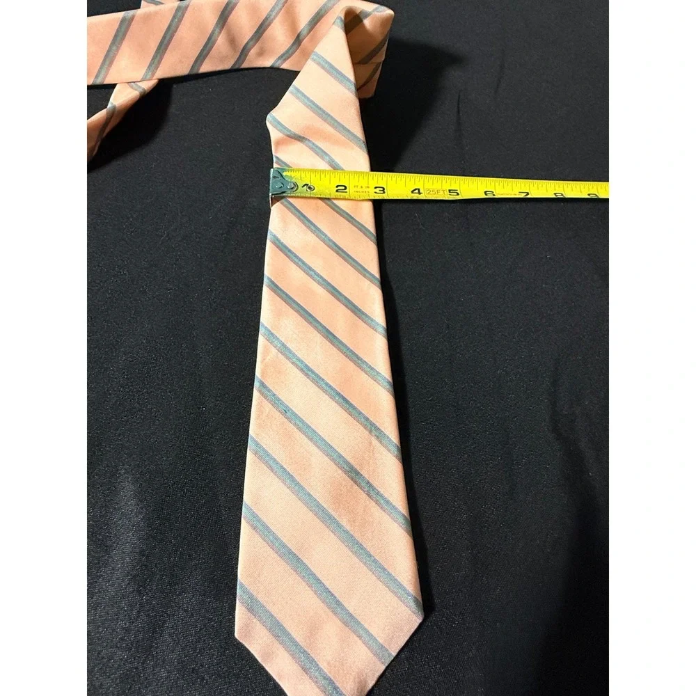 Learbury Briar Mens Pink Striped Silk Cotton Blend Oxford Necktie Hand Fashioned